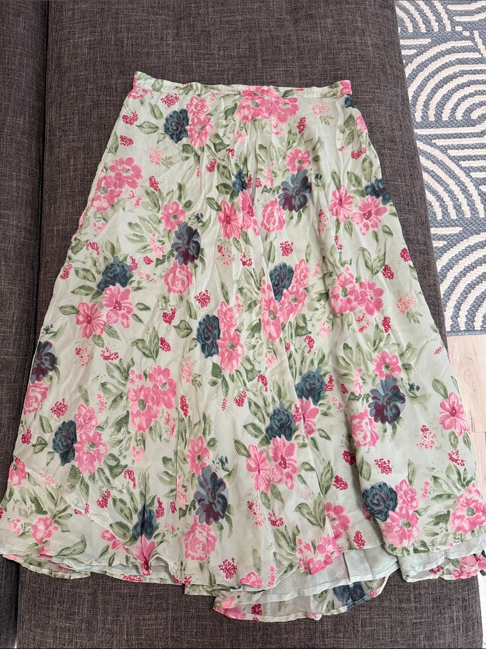 Vintage Sarah Arizona Floral Rayon Midi Skirt Cottagecore Romantic Prairie - Picture 3 of 3